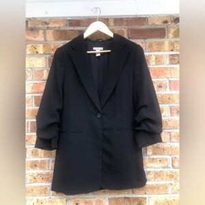 H&M Gathered Sleeve Black Women's Blazer